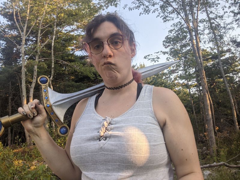 Me holding the sword Lumen from the Jamie Poole books